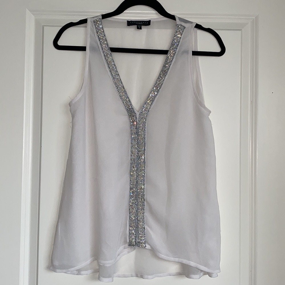 Anthropologie Sanctuary Silk Swarovski Crystal Top